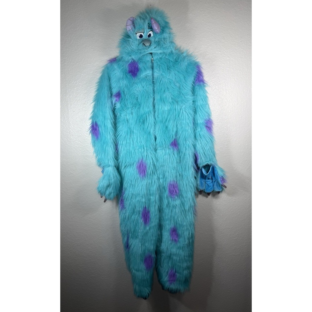 Disney Store Sully Costume Monster Inc Halloween Youth XL Blue Furry Hooded